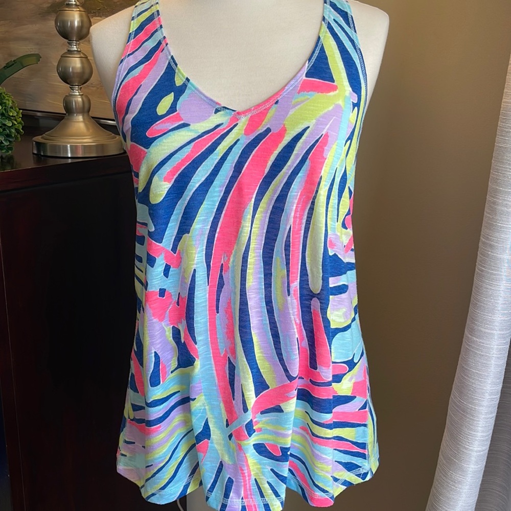 Lilly Pulitzer Luxletic Anisa racer backs tank - Indigo Sea Dereamin size small